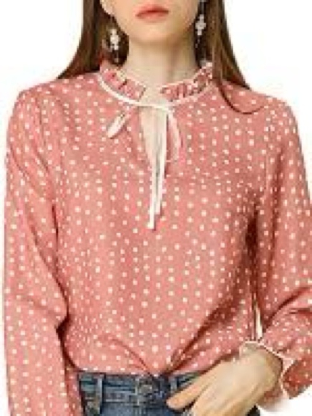 Papermoon Pink Polka Dot Blouse with Tie Neck
